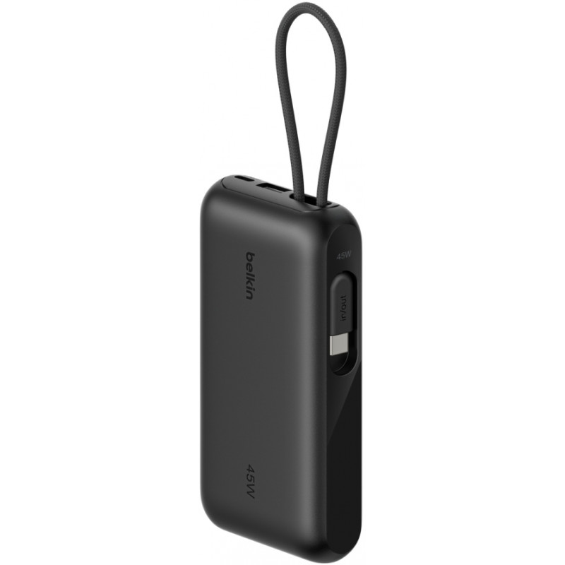 Акумулятор портативний Power Bank Belkin 10000мА·год, з інтегрованим кабелем USB-C, чорний BPB029HQB