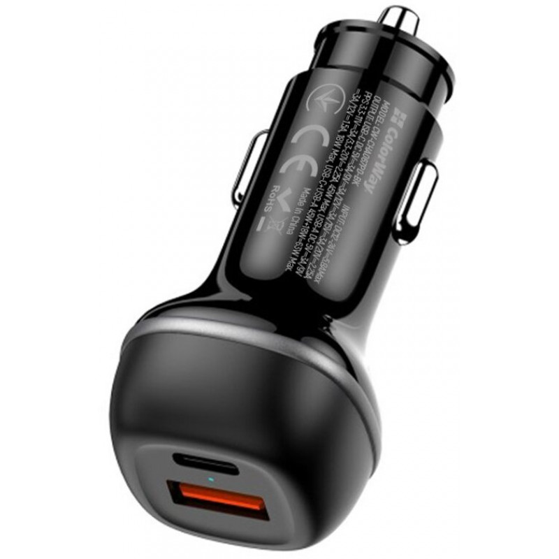 Автомобільний зарядний пристрій Colorway 2USB (63W) Black CW-CHA067PD-BK