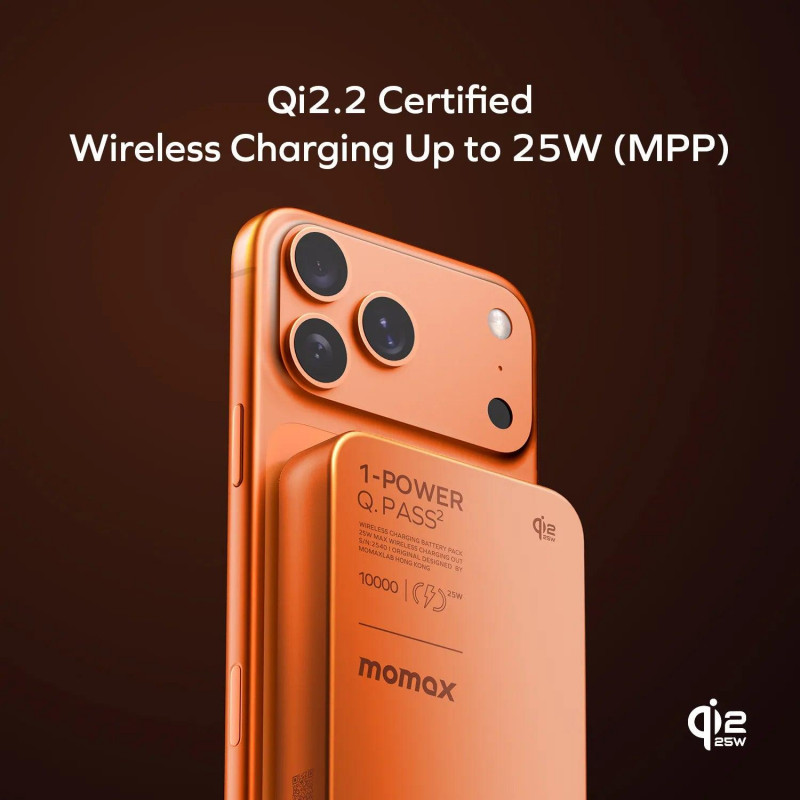 Портативний зарядний пристрій MOMAX WRL 10000MAH SOLAR ORANGE IP168Q22M