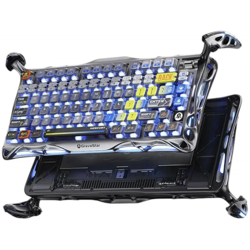 Клавіатура механічна GravaStar Mercury K1 Pro, BT/WL/USB, Interstellar Silver GS_K1_PRO_S_CGRY