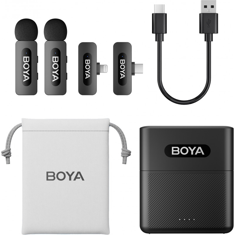 Бездротовий петличний мікрофон BOYA BY-V3 combo Type-C/Lightning Black