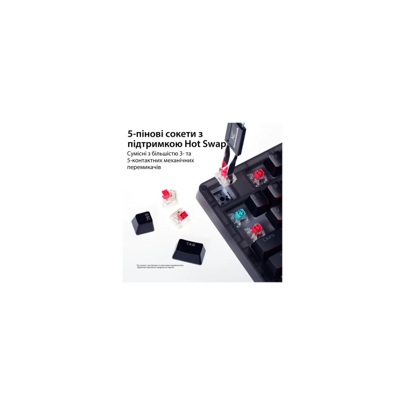 Клавіатура механічна HyperX Alloy Origins 2 1800 103key, Red, USB-A, Hot-Swap, EN/UA, RGB, чорний B4