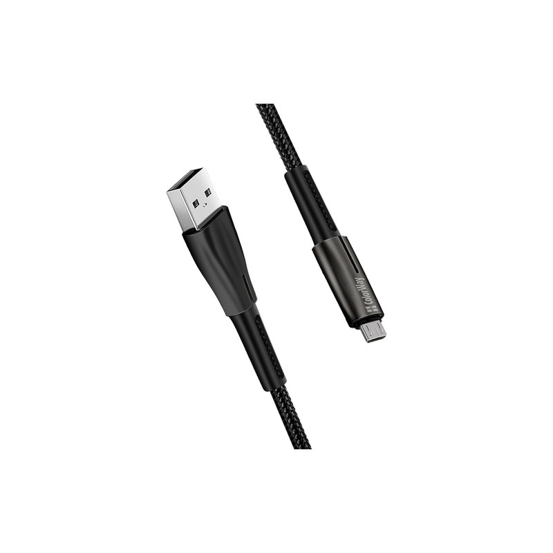 Кабель Colorway USB - MicroUSB (zinc alloy + led) 2.4А 1м Black (CW-CBUM035-BK)