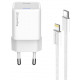 Мережевий зарядн. пристр. Colorway GaN Mini 20W PD Port PPS USB-C білий cable Lightning