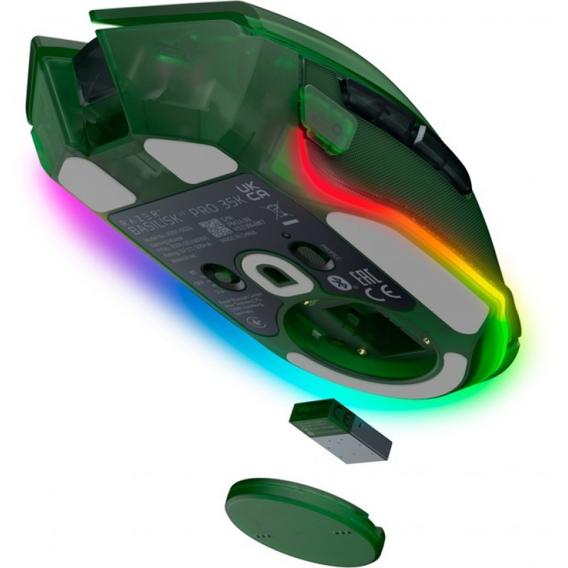 Миша Razer Basilisk V3 Pro 35K, RGB, USB-A/WL/BT, Phantom Green Ed RZ01-05240300-R3G1
