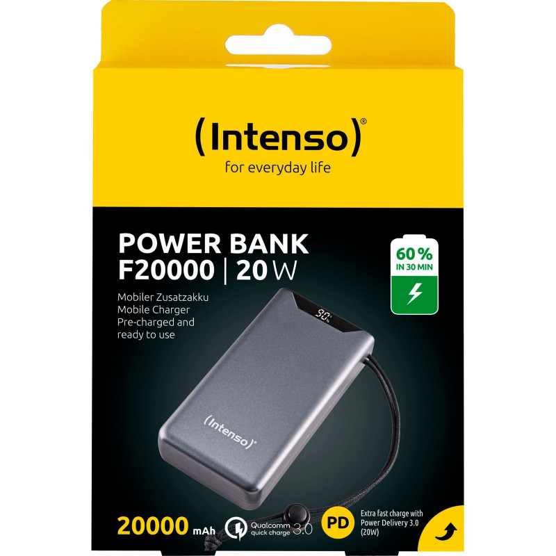 Портативний зарядний пристрій INTENSO USB 20000MAH QC3.0 GREY F20000 7332054