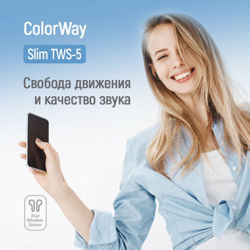 Навушники СolorWay Slim TWS-5 Earbuds Black