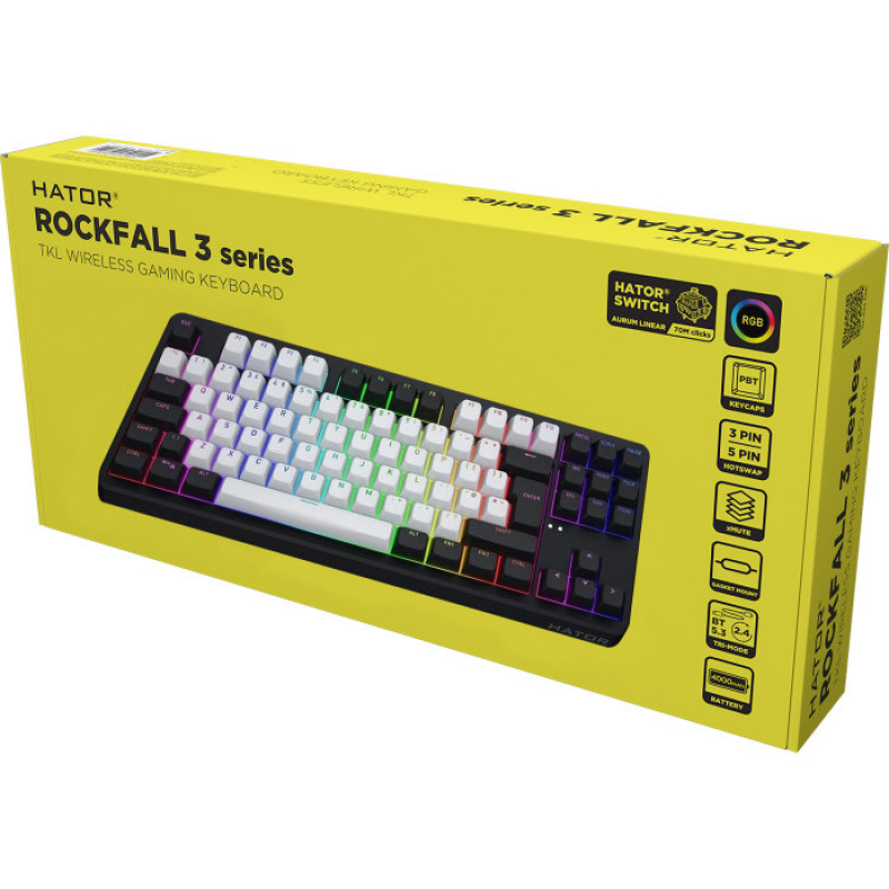 Клавіатура механічна HATOR Rockfall 3 Mecha TKL wireless orange black HTK850EU