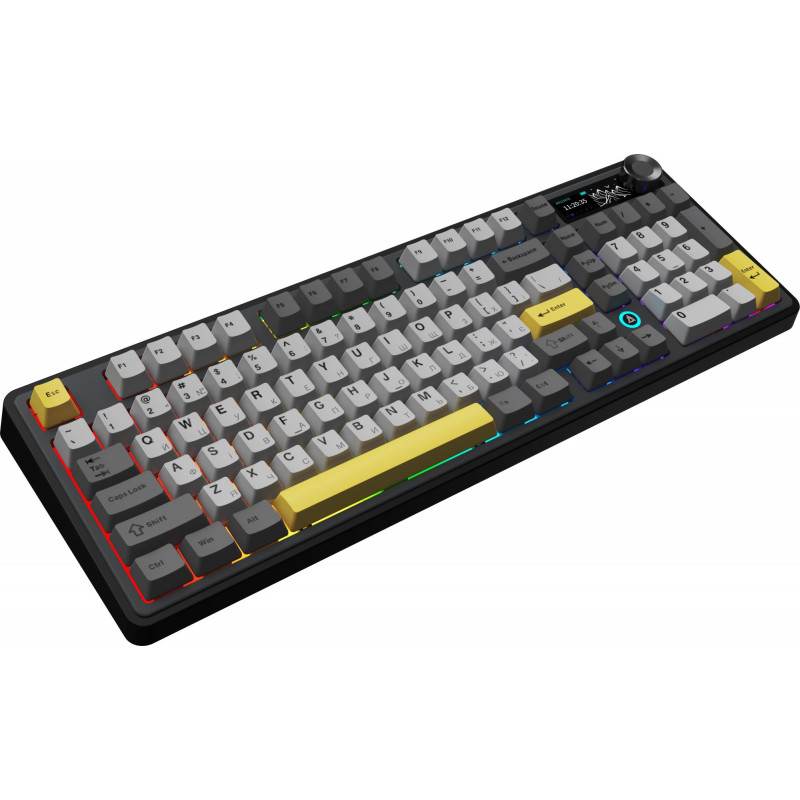 Бездротова механічна клавіатура Ajazz AK980 V2 Gift Switch V2 Black Grey Yellow (AK980-V2-G-BGY)