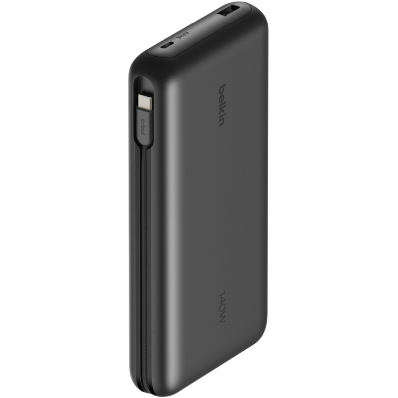 Акумулятор портативний Power Bank Belkin 25000мА·год, з інтегрованим кабелем USB-C, чорний BPB039HQB