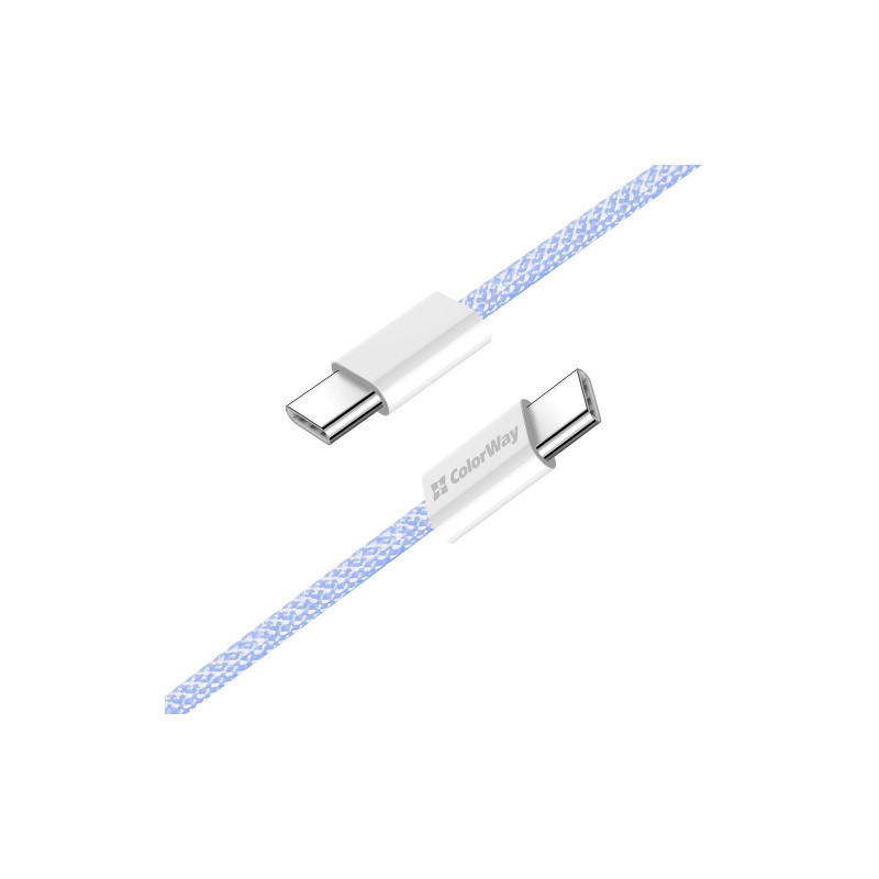 Кабель Colorway Type-C - Type-C (braided cotton) (PD Fast Charging 60W) 3.0А 1м фіолетовий CW-CBPDCC