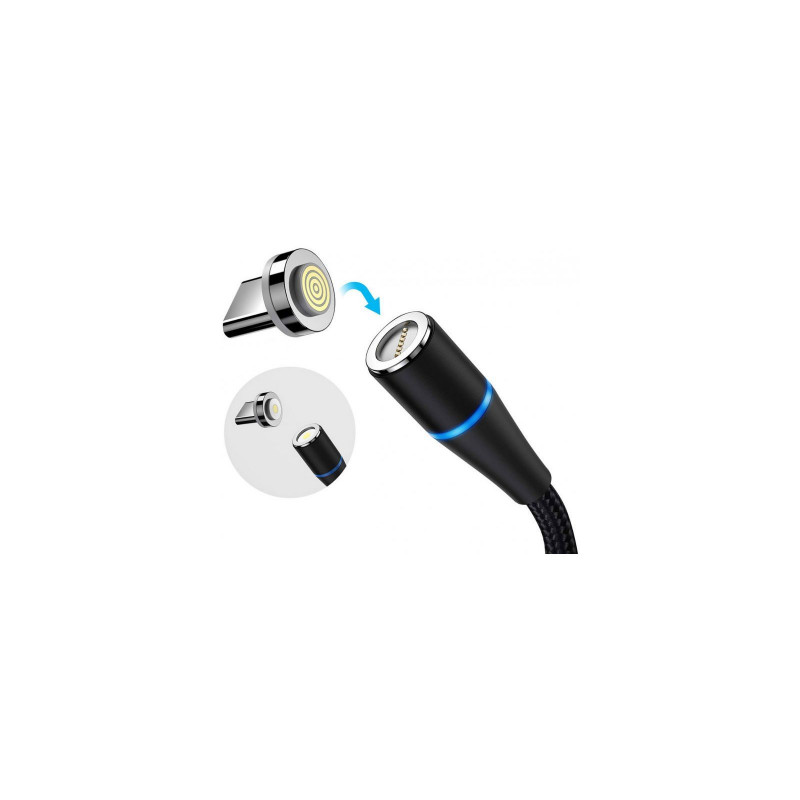 Кабель Colorway USB - 3в1 (Lightning+MicroUSB+Type-C) Magnetic Data/Quick Charge 2.4А 1м чорный CW-C