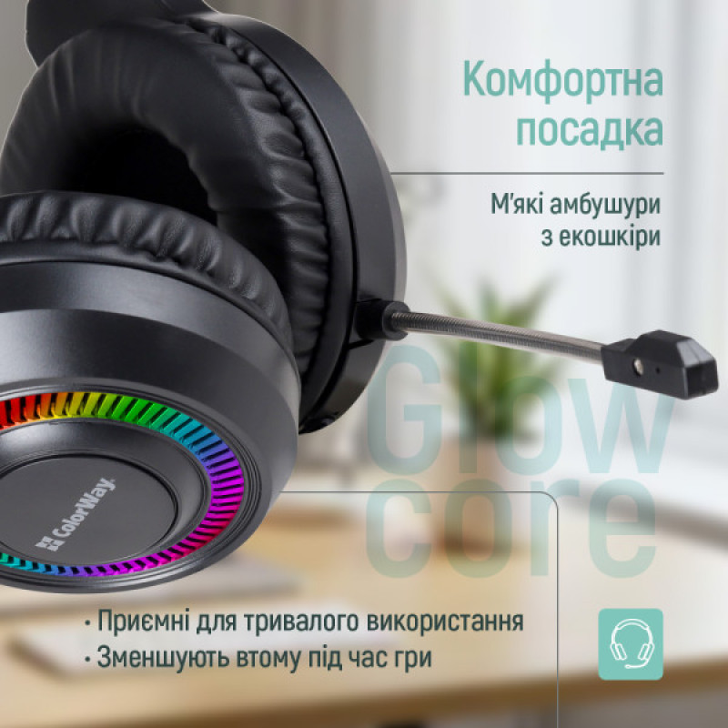 Навушники ColorWay GlowCore RGB Black CW-HPG02BK