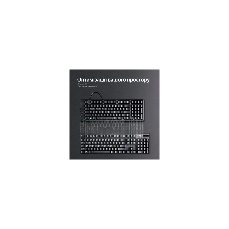 Клавіатура мембранна HyperX Alloy Origins EVE 1800 99key, Red, USB-A, EN/UA, RGB, чорний B7JE0AA