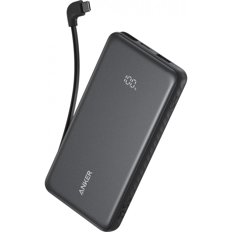 Power Bank Anker - 10000 mAh 22.5W Built-In USB-C Cable (Black)