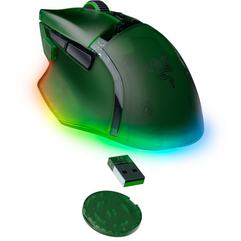 Миша Razer Basilisk V3 Pro 35K, RGB, USB-A/WL/BT, Phantom Green Ed RZ01-05240300-R3G1