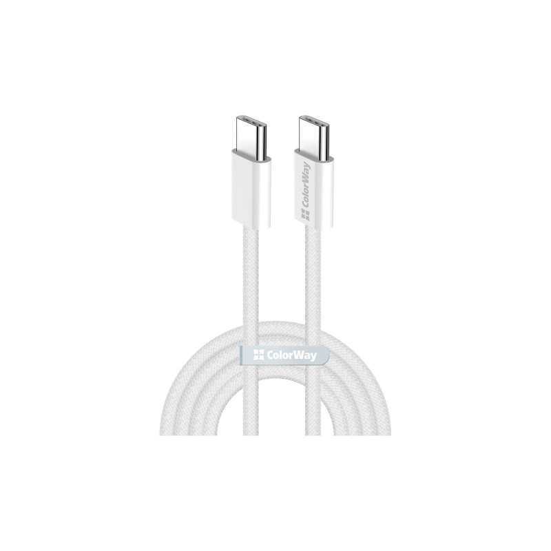 Кабель Colorway Type-C - Type-C (braided cotton) (PD Fast Charging 60W) 3.0А 1м сірий CW-CBPDCC061-G