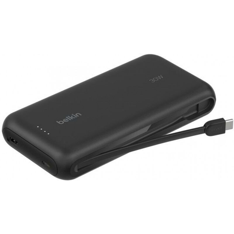 Акумулятор портативний літій-іонний Power Bank Belkin 20000мА·год, 30Вт, з інтегрованим кабелем USB-