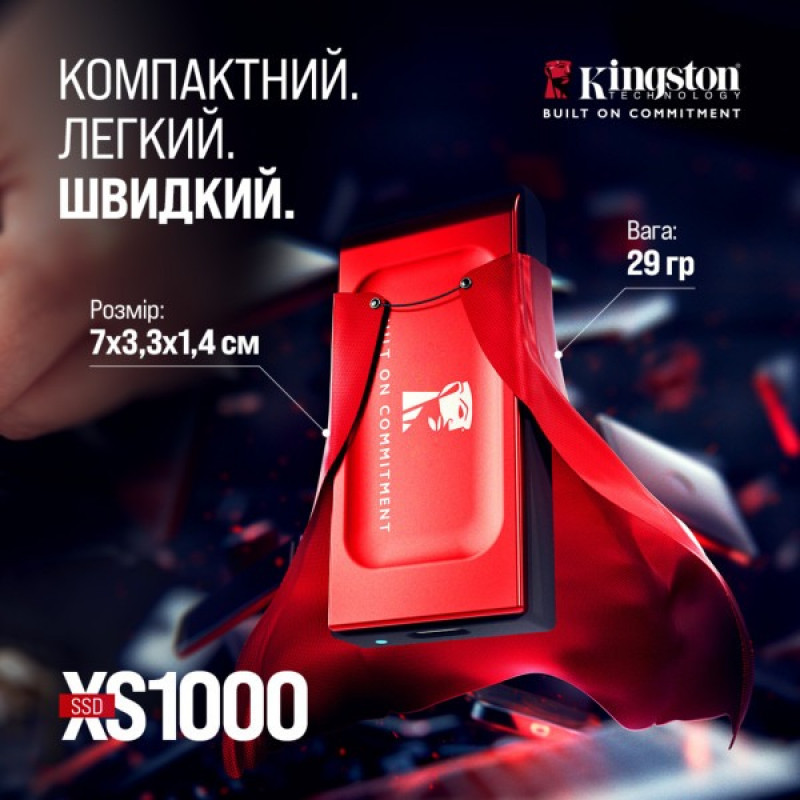 SSD Kingston XS1000R BOC 1TB USB 3.2 Gen2 Type-C 3D NAND Red