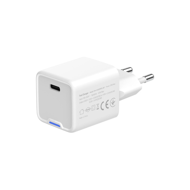 Мережевий зарядний пристрій Colorway GaN Mini 20W PD Port PPS USB-C білий CW-CHS059PD-WT