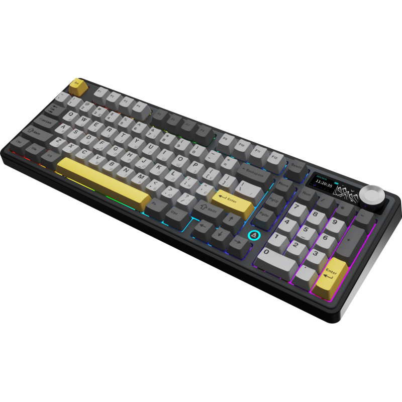 Бездротова механічна клавіатура Ajazz AK980 V2 Gift Switch V2 Black Grey Yellow (AK980-V2-G-BGY)