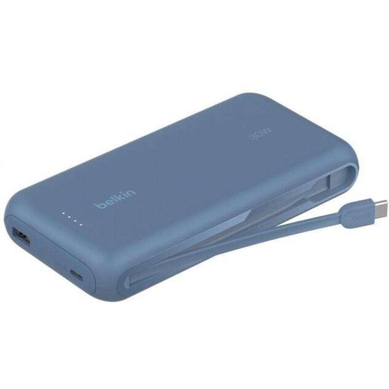 Акумулятор портативний літій-іонний Power Bank Belkin 20000мА·год, 30Вт, з інтегрованим кабелем USB-