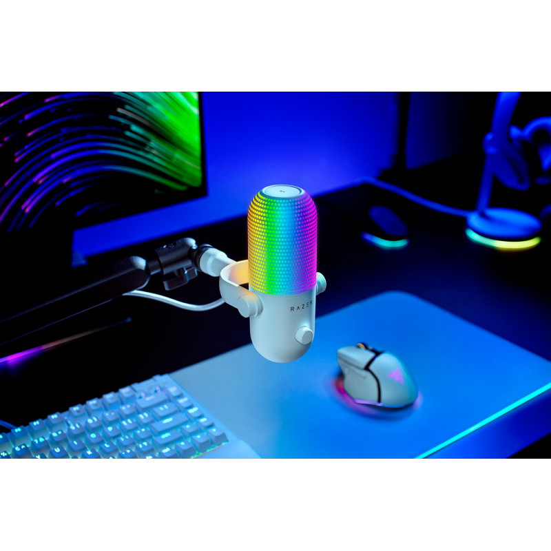 Мікрофон геймінговий Razer Seiren V3 Chroma, Uni, RGB, USB-A, 2м, білий RZ19-05060200-R3M1