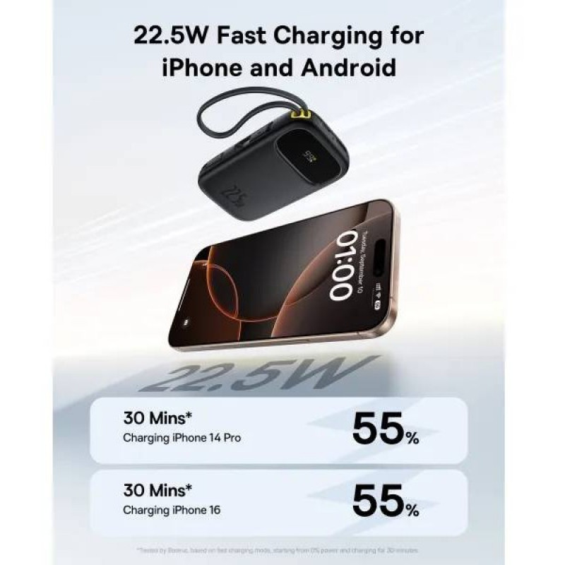Power Bank Baseus EnerFill FC31 Qpow 3 Digital Display 20000mAh 45W (E0028D00) 2 in 1 Black