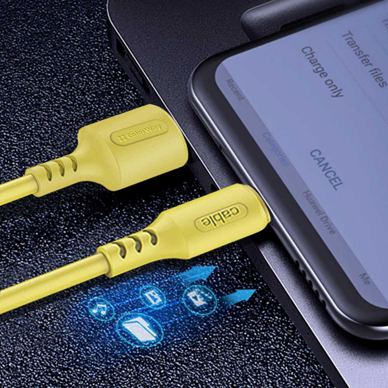 Кабель Colorway USB - MicroUSB (soft silicone) 2.4а 1м жовтий