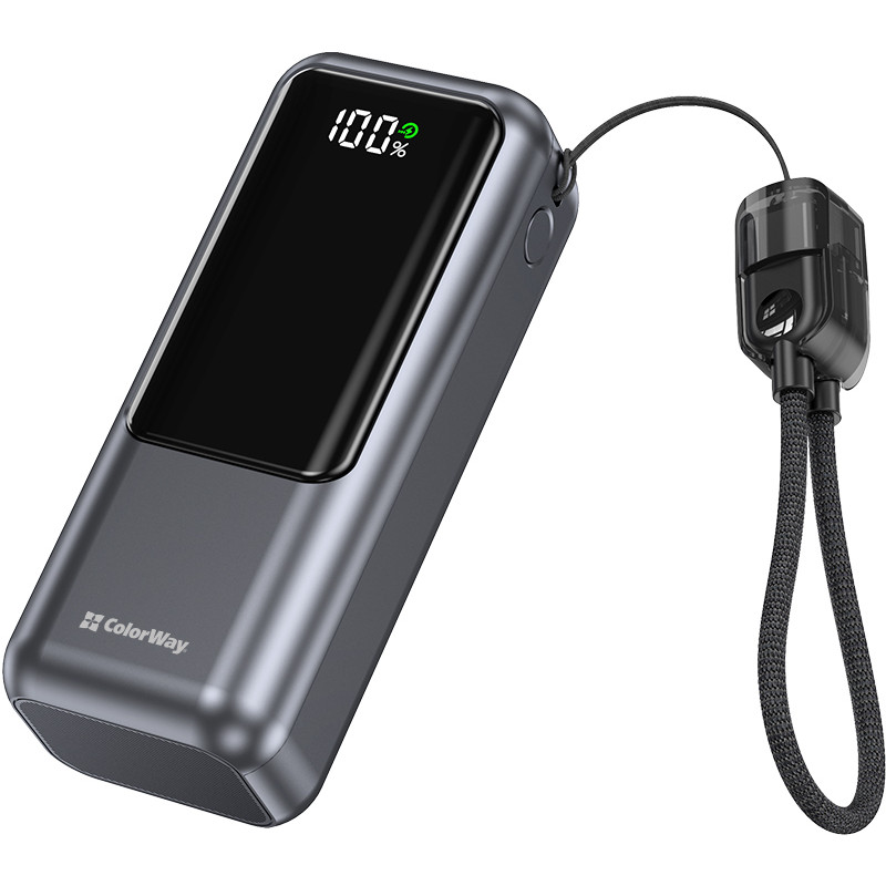УМБ ColorWay Power Bank 10 000 mAh Urban (USB QC4.0 + USB-C PD22.5W) Gray