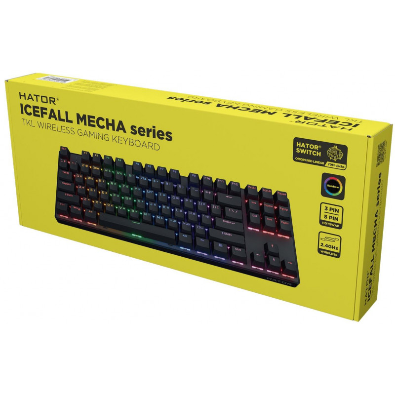 Клавіатура механічна HATOR Icefall Mecha TKL wireless Rainbow (HTK287UA) black