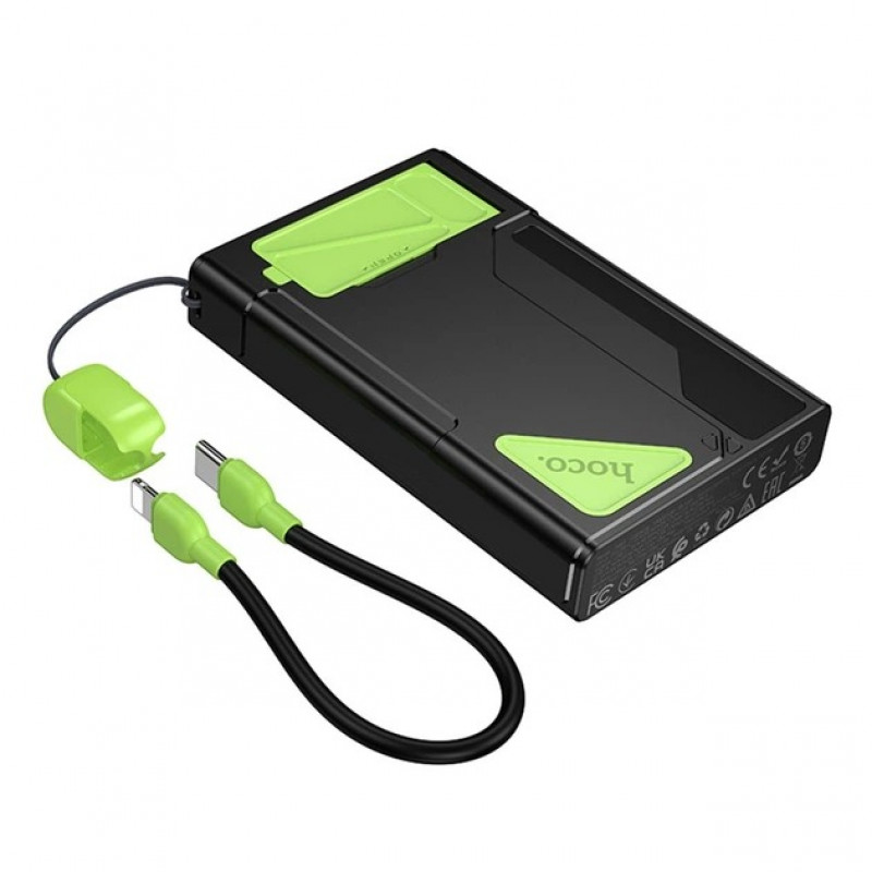 Power Bank Hoco DB83 22.5W+PD20W magnetic, with watch charging, cable 10000mAh Black\green