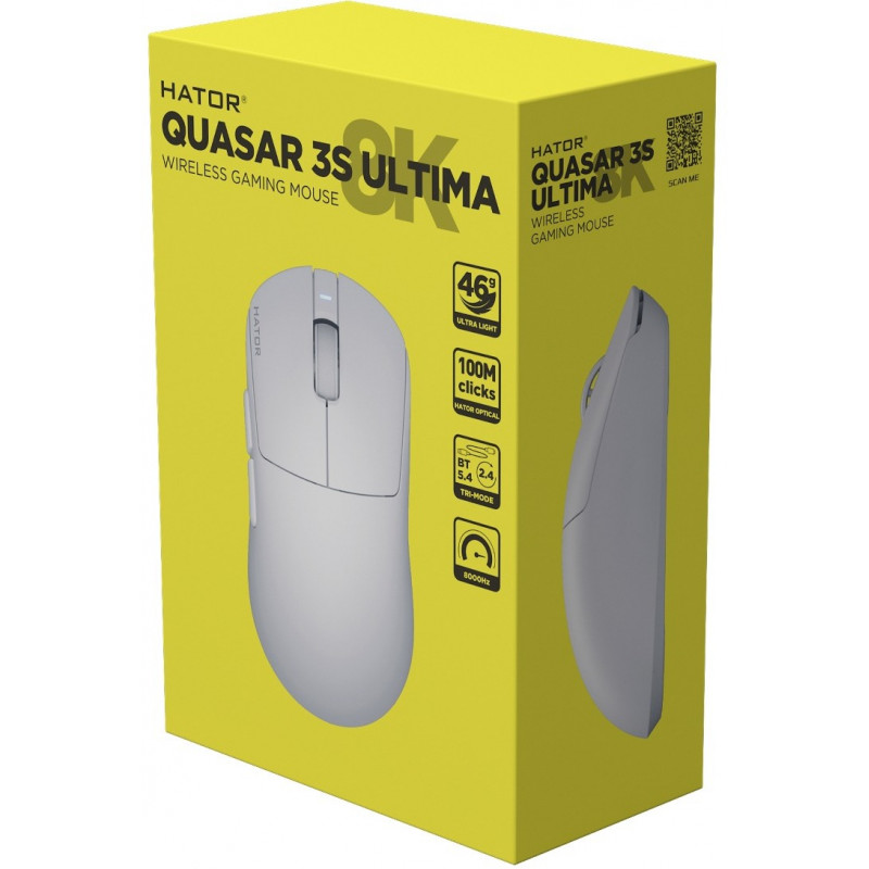 Ігрова миша HATOR Quasar 3S ULTIMA 8K Wireless (HTM661) white