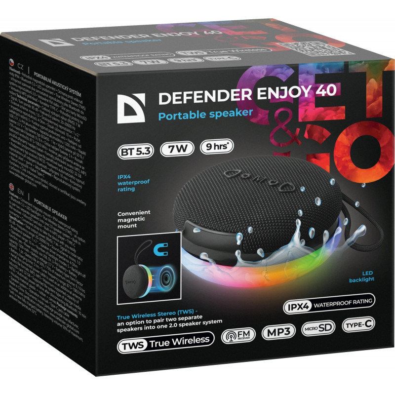 Портативна акустика DEFENDER Enjoy 40, black 65141