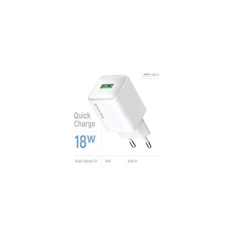 Зарядний пристрій Colorway 1USB Quick Charge 3.0 (18W) V2 білий