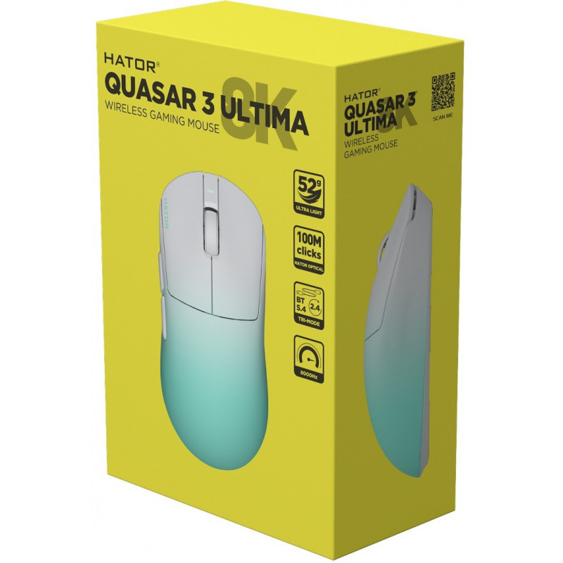 Ігрова миша HATOR Quasar 3 ULTIMA 8K Wireless (HTM761) white/mint