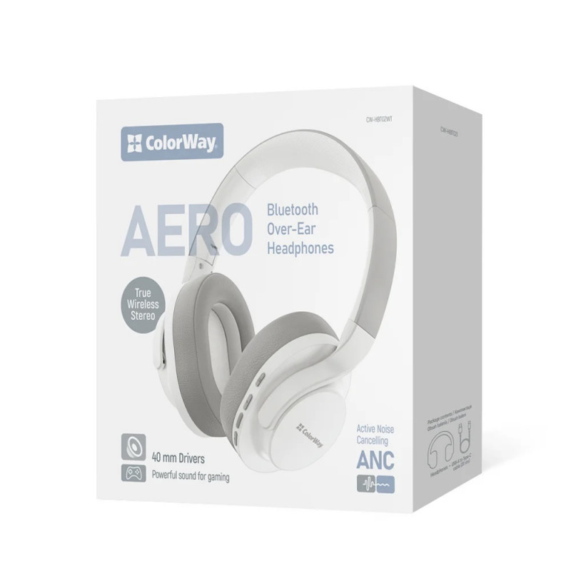 Навушники накладні бездротові ColorWay AERO ANC White