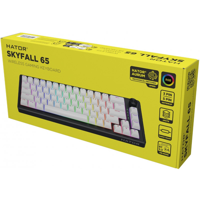 Клавіатура механічна HATOR Skyfall 65 wireless black-white HTK3160UA