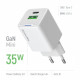 Зарядний пристрій Colorway GaN Mini 35W PD Port PPS USB (Type-C PD + USB QC4.0) біле