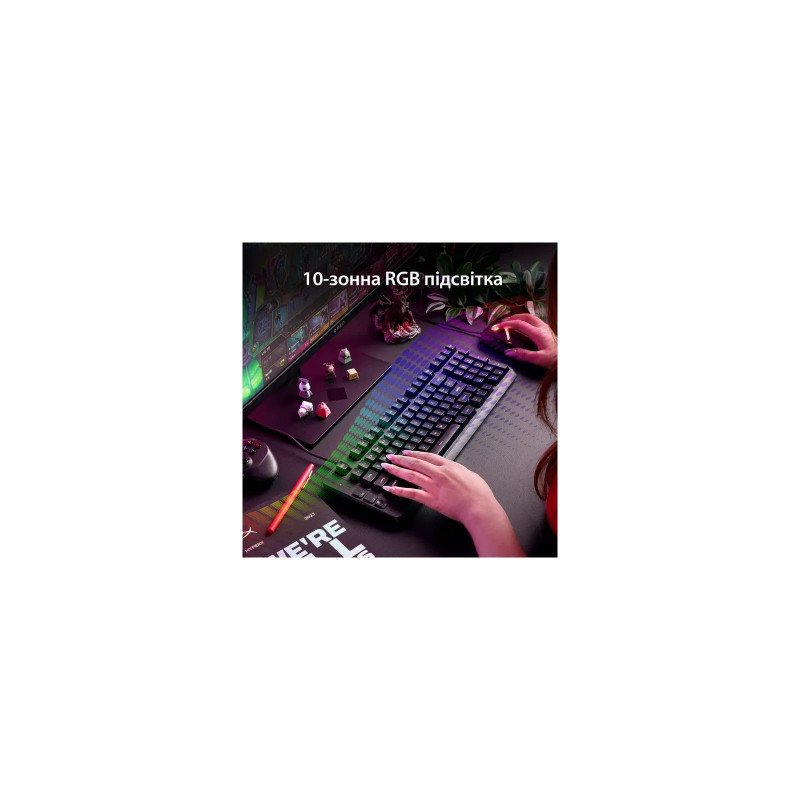 Клавіатура мембранна HyperX Alloy Origins EVE 1800 99key, Red, USB-A, EN/UA, RGB, чорний B7JE0AA