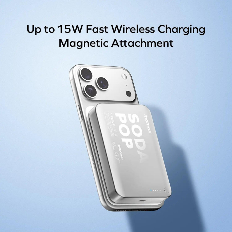 Портативний зарядний пристрій MOMAX WRL 10000MAH SILVER IP166S