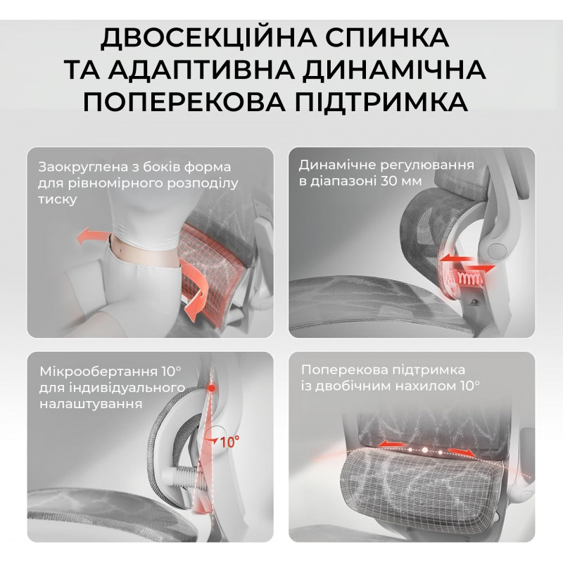 Крісло офісне Sihoo Mesh Gray M59AS-M301