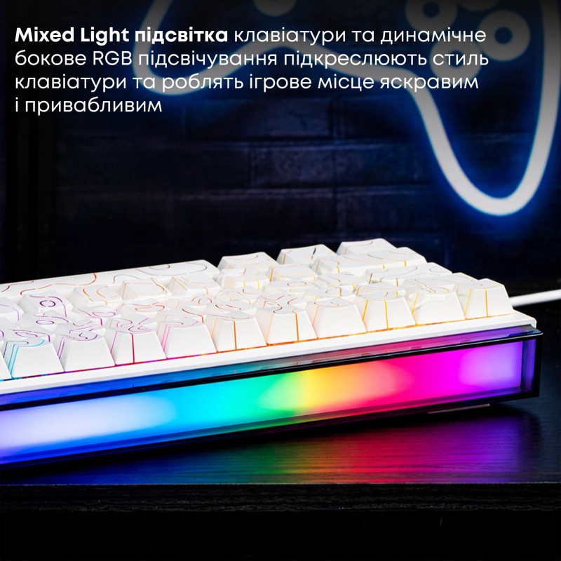 Дротова механічна клавіатура Ajazz NK68 Red switches Side contour White (NK68-R-S-W)