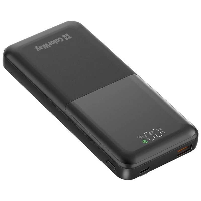 Power Bank ColorWay 10 000 mAh LCD (USB QC3.0 + USB-C PD22.5W) Black
