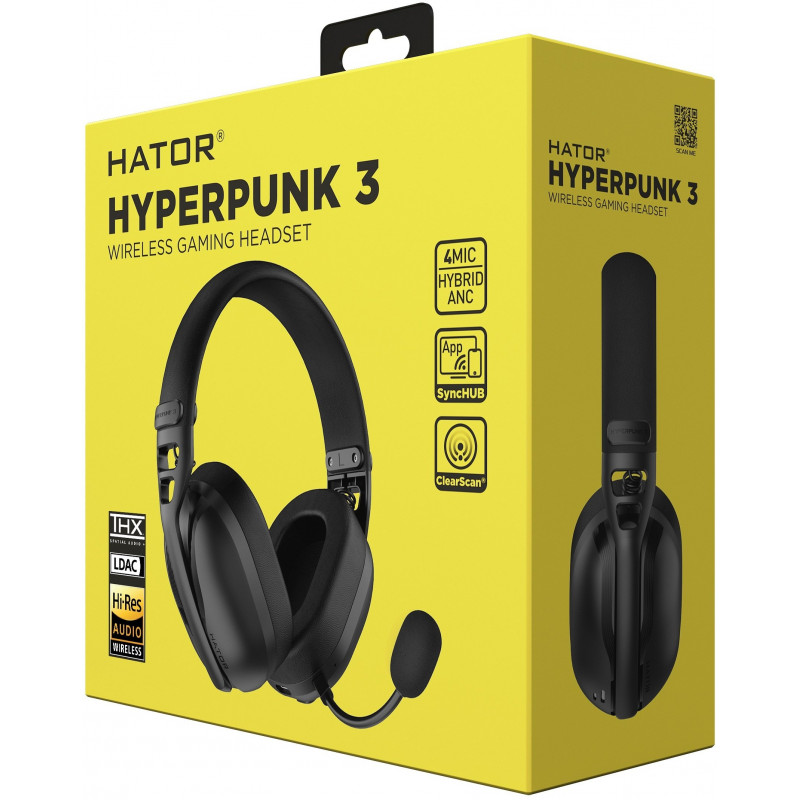 Ігрова гарнітура HATOR HYPERPUNK 3 Hi-Res (ESH15) wireless black, SyncHUB connection