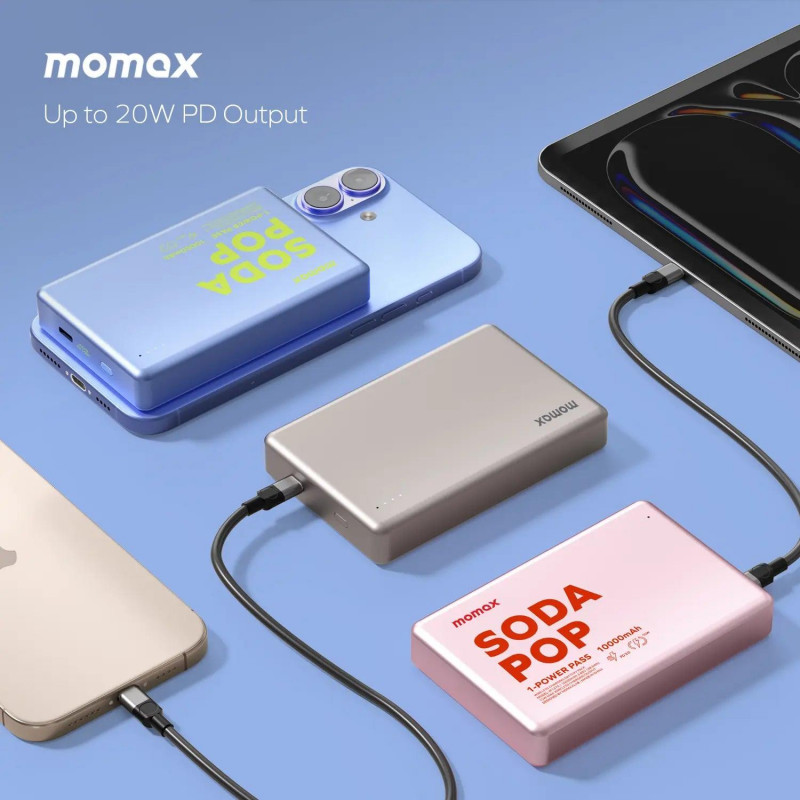 Портативний зарядний пристрій MOMAX WRL 10000MAH PINK IP137AP2