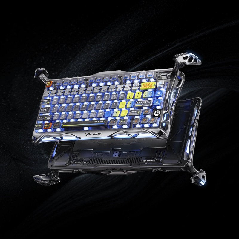 Клавіатура механічна GravaStar Mercury K1 Pro, BT/WL/USB, Interstellar Silver GS_K1_PRO_S_CGRY
