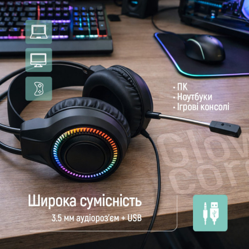 Навушники ColorWay GlowCore RGB Black CW-HPG02BK