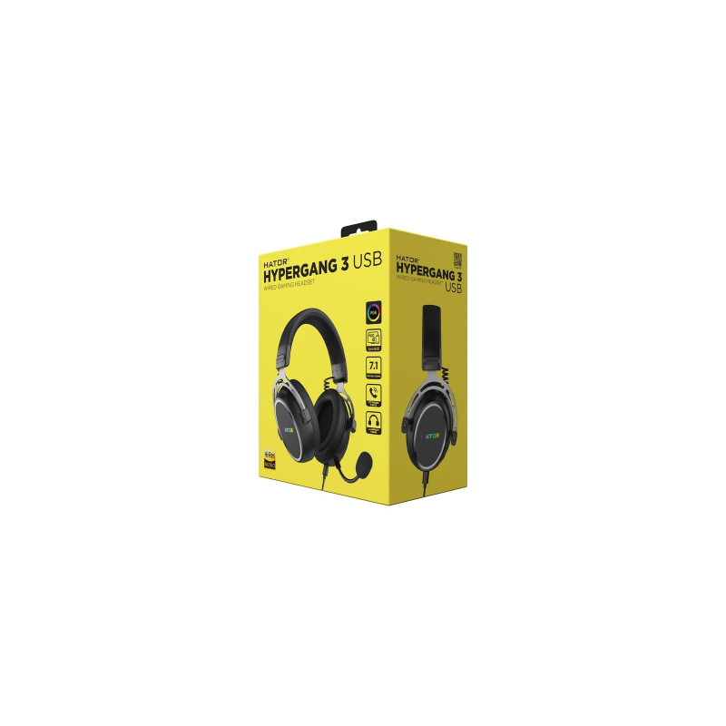 Ігрова гарнітура HATOR HYPERGANG 3 Hi-Res (ESH50) USB7.1 black, BT phone calls