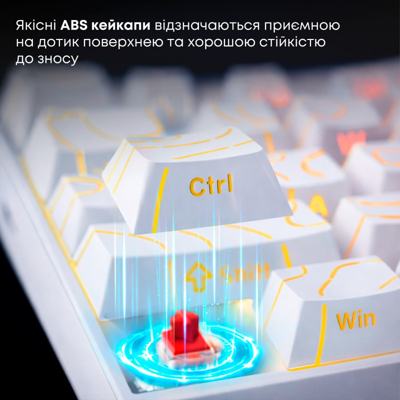 Дротова механічна клавіатура Ajazz NK68 Red switches Side contour White (NK68-R-S-W)